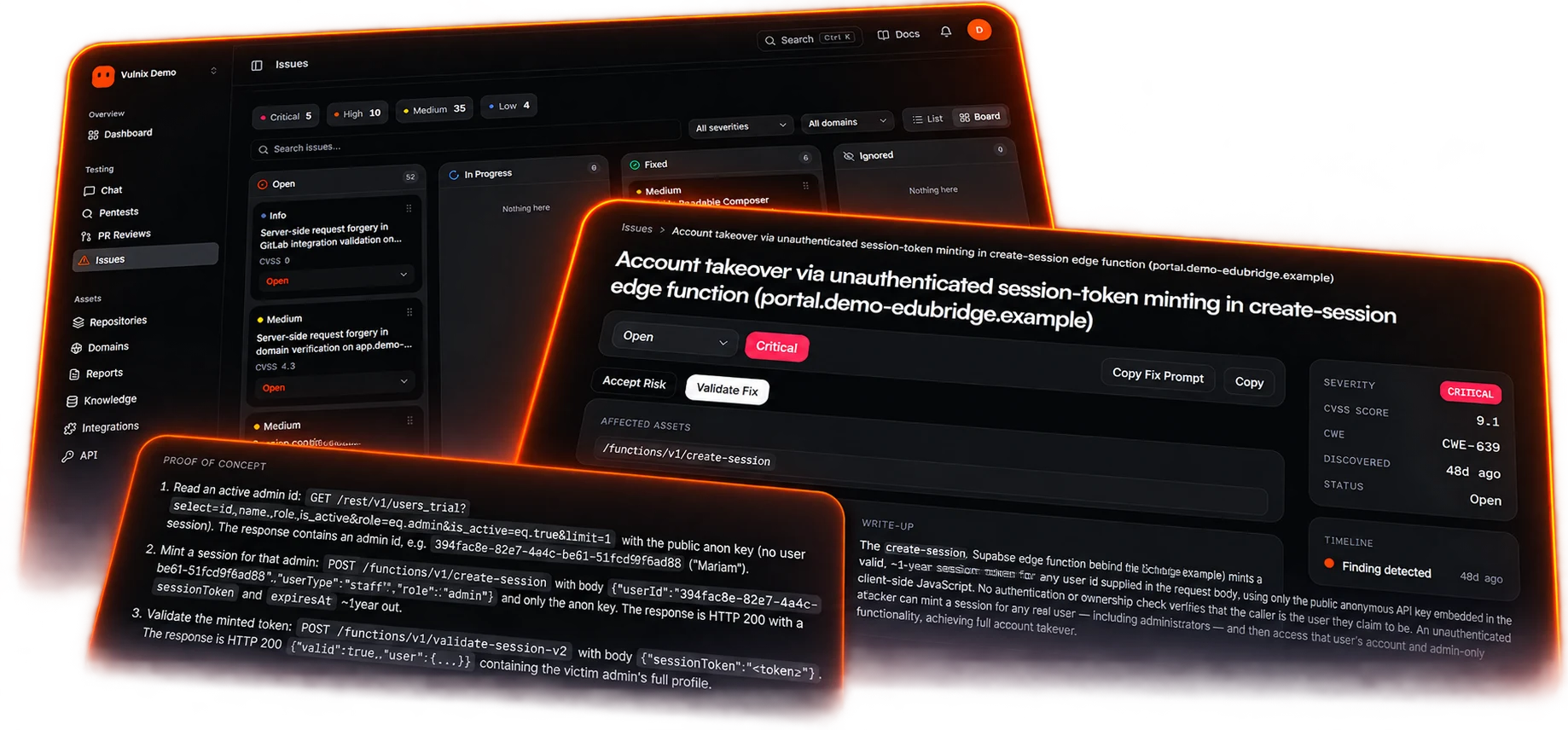 Vulnerabilities in the Vulnix portal