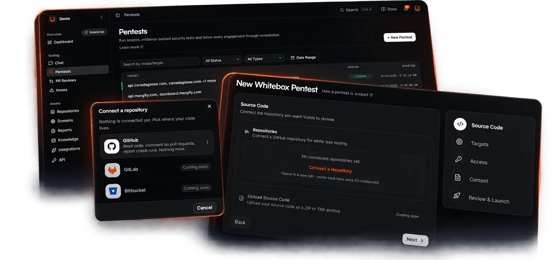 Whitebox pentest in the Vulnix portal